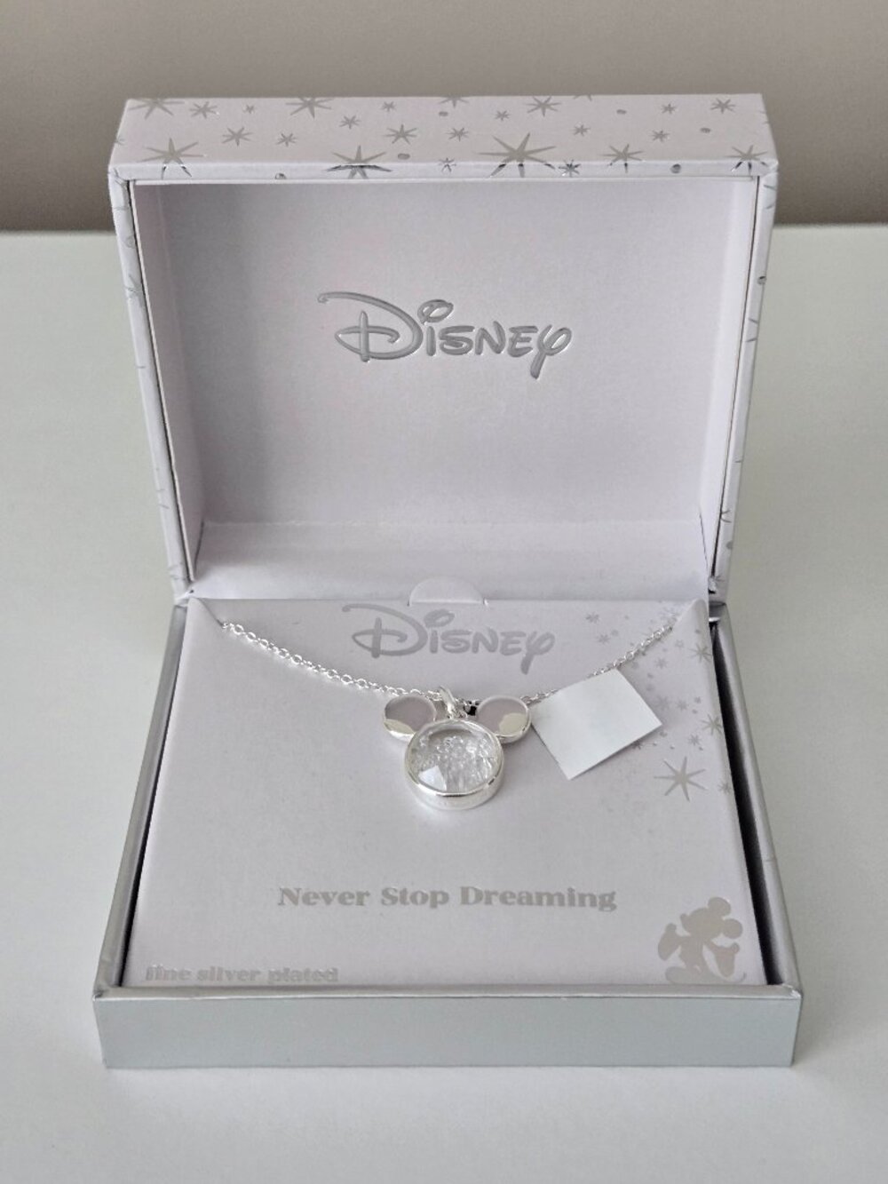 Disney Silver Mickey Mouse Crystal Pendant Necklace - NWT